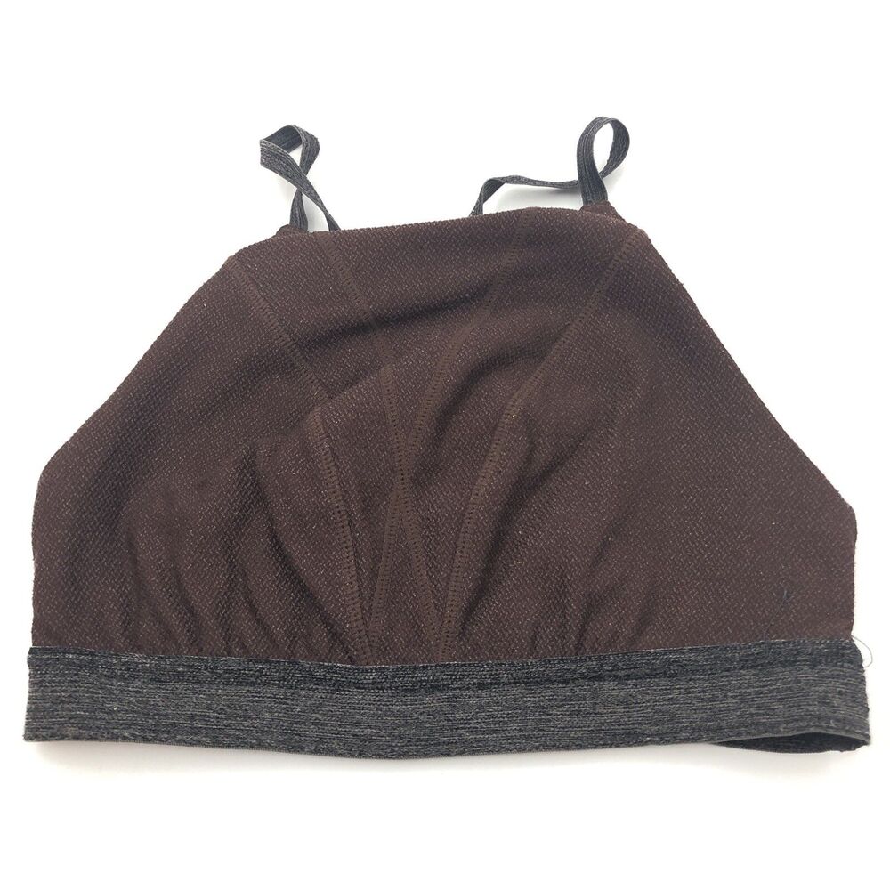 PRANA Brown Knit High Neck Strappy Sports Bra XS